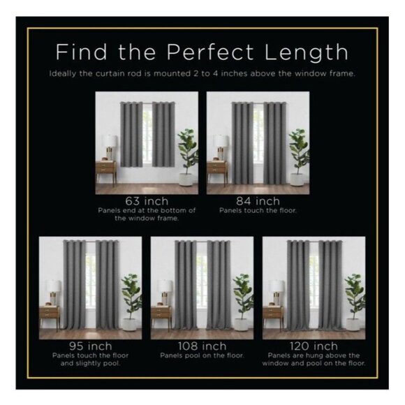 Eclipse Blackout Curtain Black Two Rod Pocket 2 Panels Kerry Solid 37"x95"‎ - Picture 10 of 10